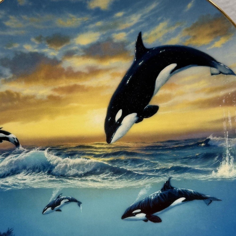 Orca Whales 1991 Save The Whales WS George Anthony Casay‎  "Jumping Joy" w COA